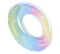 TOBBOMEY Bouée de Natation Gonflable Translucide avec Paillettes Dégradé Arc Ciel pour Adultes Anneau Flottant Sûr et Pratique pour Piscine et Plage