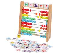 TOBBOMEY Boulier Bois avec Cartes Numériques Outil Mathématique Éducatif pour Apprendre à Compter Aide Pédagogique pour Garçon Fille Âge Préscolaire Jeu Apprentissage des Mathématiques