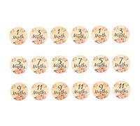 TOBBOMEY Cartes en Bois Bébé Mensuelles 18 Pcs, Disques Floraux en Bois pour Photos de Croissance, Panneaux Étapes Mois Bébé, Accessoires Photo Légers et Décoratifs pour -né
