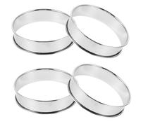 TOBBOMEY Cercles à Muffins en Acier Inoxydable 430 Bord Double Roulé Diamètre Intérieur 10 CM Anneaux de Cuisson pour Pâtisserie Moules à Gâteau Individuels pour Pancakes et Tartes