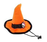 TOBBOMEY Chapeau Halloween pour Animaux Accessoire Ajustable avec Motif De Crâne pour Petits Chiens Et Couleur Orange pour Tenue Festive