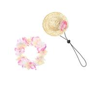 TOBBOMEY Chapeau Hawaïen pour Chien et Chat avec Guirlande Fleurie Accessoires de pour Animaux Protection Solaire Légère et Confortable pour Plage et Photographie