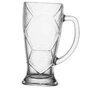TOBBOMEY Chope à Bière Verre Transparente avec Anse Tasse Réutilisable pour Fête Football Bar et
