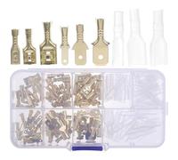 TOBBOMEY Connecteurs à Sertir Mâles et Femelles 135 Pièces Cosses à Fourche Isolées Acier Plaqué Cuivre Tailles 28/48/63 MM Kit Complet pour Câblage Électrique Automobile et Audio