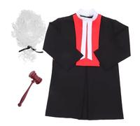 TOBBOMEY Costume Juge Garçon Fille Polyester Respirant avec Perruque Jeu de Rôle Juge Garçon pour Fête et Spectacle Kit Déguisement Carrière