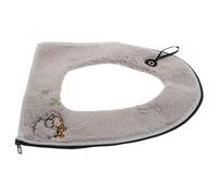 TOBBOMEY Coussin de Siège de Toilette Épais en Peluche Gris avec Poignée et Fermeture Éclair Housse Lavable pour Salle de Bain Protège-Siège Chaud et Confortable pour Usage Familial