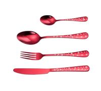 TOBBOMEY Couverts de Table Acier Inoxydable Rouge Ménagère Western Élégante Résistante pour Usage Quotidien et Repas de Noël