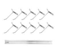 TOBBOMEY Crochets pour Panneaux Perforés Muraux 10 Pièces en Acier 6 MM X 10 CM Argentés Support de 30 CM en Aluminium Accessoire de Rangement Mural Polyvalent pour Garage Atelier