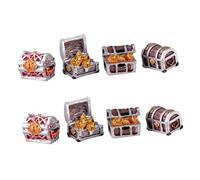 TOBBOMEY Décor D'aquarium Mini Coffre à Trésors en Résine, Lot De 8 Pièces, Modèle Compact Réaliste, Ornement Créatif pour Aquarium Domestique, Cachette pour Poissons, Décoration D’Aquarium Et Bureau