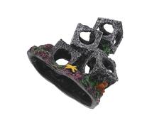 TOBBOMEY Décoration de Grotte en Résine pour Aquarium D’Eau Douce - 5 Cubes Empilables pour Cachette de Poissons Betta et Crevettes Refuge Sécurisé pour Reproduction Ornement Naturel