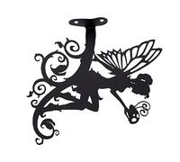 TOBBOMEY Décoration En Fer Fée Des Fleurs Pour Jardin Extérieur, Silhouette Artistique Taille Moyenne, Couleur Noire, Décoration Artisanale En Métal Durable, Ornement Mural Tronc D'arbre