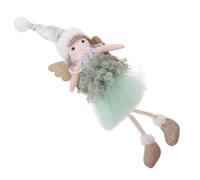 TOBBOMEY Décoration Noël Ange Peluche à Suspendre Ornement Sapin Fille avec Chapeau Vert Poupée Douce pour Mariages et Anniversaires Accessoire Décoratif Polyvalent et Confortable