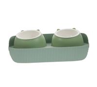 TOBBOMEY Distributeur De Nourriture pour Animaux Gamelle Antidérapante Double pour Chat Et Chien Design Ergonomique Facile à Nettoyer Évite Les Éclaboussures Renversements