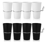 TOBBOMEY Ensemble 8 Pièces de Gobelets 500ml avec Supports et Crochets en Acier Inoxydable pour Panneau Perforé, Rangements Organisateurs pour Atelier, Garage et Loisirs Créatifs, Noir