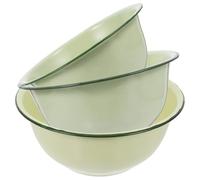 TOBBOMEY Ensemble de 3 Bols à Mélanger en Émail Vintage 16-20 Cm, Bol de Préparation Vert Fruité, Service de Table Robuste et Profond, Cuisine Maison et Restaurant