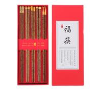 TOBBOMEY Ensemble de 5 Paires de Baguettes en Bois de Poulet Réutilisables Finition Lisse Coffret Présent Baguettes Chinoises Portables pour Maison Pique-Niques et Voyage