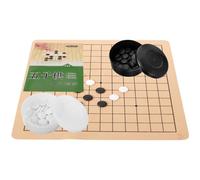 TOBBOMEY Ensemble de Go Professionnel en Bois Massif Plateau en Cuir 1 Coffret Noir et Blanc Imitation Jade Jeu D’Échecs Éducatif Pliable pour Garçon et Filles et Adultes D’Échecs