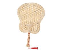TOBBOMEY Éventail Tissé Main Paille Naturelle Éventail Été Vintage Pour Maison Chinois