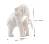 TOBBOMEY Figurine Animaux Blanche Porcelaine Statue Mère et Bébés Élégante Ornement Décoratif pour Bureau Chambre et Salon Sculpture Moderne et Simple