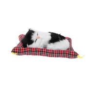 TOBBOMEY Figurine De Chat Réaliste Interactive pour Amoureux des Chats, Taille Petite avec Coussin en Tissu, Miaulement Réaliste, Décoration Intérieure Et Présent Original