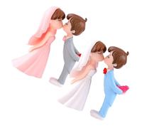 TOBBOMEY Figurines de Couple de Mariés Miniatures 2 Paires Décorations DIY pour Gâteau de Mariage et Micro-Paysages Accessoires Romantiques pour Maison et Jardin