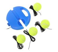 TOBBOMEY Filet de Rebond Portable pour Entraînement de Tennis avec Base Ronde Bleue Antidérapante 4 Balles à Rebond Élevé sur Cordes Kit Complet pour Débutants et Joueurs Avancés Usage