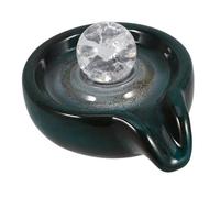TOBBOMEY Fontaine Cascade en Céramique Décorative pour Jardin Extérieur, Sortie D’Eau Paisible Boule Cristal Vert Paon, Alimentation pour Jeux D’Eau Et Décor De Bassin