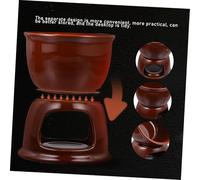 TOBBOMEY Four à Chocolat Pot Porcelaine Fondoir à Chocolat Fondue Au Fromage Creuset De Bonbons Chauffe-beurre Ramequin Céramique Brun
