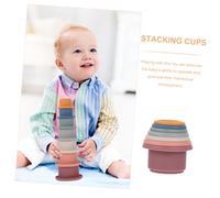 TOBBOMEY Gobelets Empilables Bain Silicone Coloré 7 Pièces Jouet Éducatif Bébé Développement Motricité Fine Taille Adaptée Présent Fête Prénatale