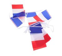 TOBBOMEY Guirlande de Mini Drapeaux Français Polyester Résistant Banderole Décorative Extérieure et Intérieure pour Fête et Euro Bannière à Corde Ajustable pour Jardin et Balcon