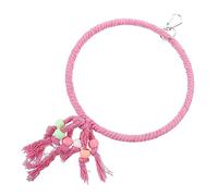 TOBBOMEY Jouet D'équilibre pour Perruches Support à Oiseaux en Corde De Coton Suspendu Grand Format Rose Décoration De Cage Balançoire pour Perroquets Accessoires pour Oiseaux