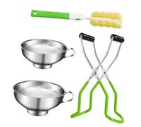 TOBBOMEY Kit Mise Conserves Pince Pot Conserve Antibrûlure avec Pince Bocal Entonnoir Brosse Multifonction Bocaux Sécurisé Ergonomique
