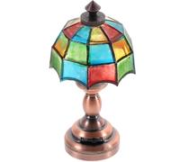 TOBBOMEY Lampe de Bureau LED Miniature 1/12 en Métal et Plastique Abat-Jour Parapluie Semi-Transparent Hauteur 48 CM Pile Lithium Remplaçable Accessoire Décoratif pour Maison de