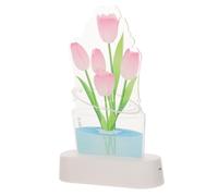 TOBBOMEY Lampe de Chevet Tulipe Acrylique Rose Veilleuse Décorative pour Chambre Ambiance Romantique Lumière Douce et Cadeau Garçon Fille