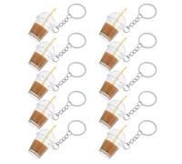 TOBBOMEY Lot de 10 Porte-Clés Décoratifs de Bubble Tea Café Pendentifs Légers en Plastique et Métal Accessoires Kawaii pour Paquet à Main Paquet à Dos ou Cartable pour Usage Quotidien