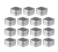 TOBBOMEY Lot de 15 Boîtes Métalliques Carrées en Fer Blanc 113 G avec Couvercles Transparents Boîte de Rangement pour Fabrication de Bougies Coffret DIY pour Cosmétiques et Stockage