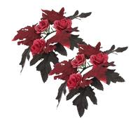 TOBBOMEY Lot de 2 Anneaux de Bougies d’Automne en Polyester Léger Noir Décorations de Feuilles d’Érable Artificielles pour Centre de Table Guirlandes de Thanksgiving et Fêtes d’Automne