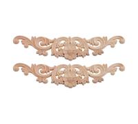 TOBBOMEY Lot de 2 Appliques Décoratives en Bois Sculpté, Motifs Floraux Allongés 30x7 Cm, Décoration Meuble Vintage, Autocollants Décoratifs pour Armoires, Portes et Murs, Style Rétro DIY