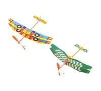 TOBBOMEY Lot de 2 Avions Planeurs Biplans à Élastique en Mousse Éducatif DIY pour Garçon et Filles Léger et Portable pour Jeux d'Extérieur et Activités en Plein Air