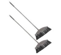 TOBBOMEY Lot de 2 Balais de Nettoyage Dur à Manche Long en Acier Inoxydable Gris, Balai Domestique Polyvalent pour Intérieur et Extérieur, Équipement de Nettoyage pour Maison et Jardin