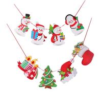 TOBBOMEY Lot de 2 Banderoles de Noël Colorées et Suspendues Style Dessin Animé avec Bonhomme de Neige à Casque et Bougie Chapeau Décorations Légères en Papier pour Fête Maison et Magasin