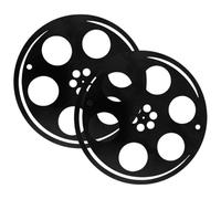 TOBBOMEY Lot de 2 Bobines de Film en Métal Rétro Décor de Cinéma à Suspendre Murale Artisanale Vintage Ornement Mural Créatif pour Salon Jardin et Fête Décoration Murale Métallique