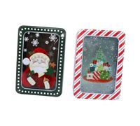 TOBBOMEY Lot De 2 Boîtes à Bonbons De Noël Rectangulaires En Fer Fenêtre Transparente, Emballage Solide Et Léger, Taille Moyenne, Pour Biscuits Et Friandises Festives, Usage Familial Et Présent