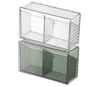 TOBBOMEY Lot de 2 Boîtes de Rangement Murales Couvercle Rabattable Organisateur Mural Transparent et Vert Clair Boîte de Stockage Compacte pour Cotons-Tiges et Petits Accessoires de