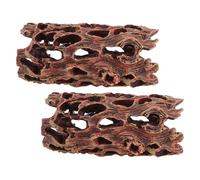 TOBBOMEY Lot de 2 Cachettes Décoratives pour Aquarium en Résine Bois Flotté, Grottes Creuses pour Crevettes, Poissons et Reptiles, Décoration Aquarium Multifonction, Ornements Apaisants