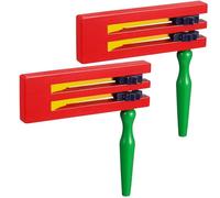 TOBBOMEY Lot de 2 Cliquets Rotatifs en Bois Double Couche Jouets Matraca Bruit Instrument Musique Traditionnel pour Événements Sportifs Fêtes et Jeux Festifs