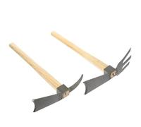 TOBBOMEY Lot De 2 Houes De Jardinage pour Plantation Et Désherbage, Outils à Main en Acier Au Manganèse Manches en Bois, Compactes Et Portatives, pour Culture Maraîchère Et Entretien du Jardin