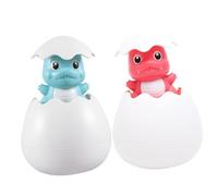 TOBBOMEY Lot de 2 Jouets de Bain pour Tout-Petits, Œufs Dinosaures Verts et Rouges en Abs Écologique, Jouets Flottants à Asperger Bain, Adaptés aux Garçon et Filles Dès 3 Ans, Activité