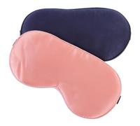 TOBBOMEY Lot de 2 Masques de Sommeil en Soie Naturelle 16 Mm, Cache-yeux Occultant Double Face, Réglable, Couleurs Bleu Marine et Rouge Brique, Légers et Confortables pour Voyage et