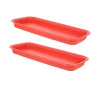 TOBBOMEY Lot De 2 Soucoupes pour Plantes Rectangulaires Antidérapantes en Résine Brique, Plateau De Rempotage Intérieur Et Extérieur, Bac De Récupération D’Eau Solide pour Pots De Fleurs